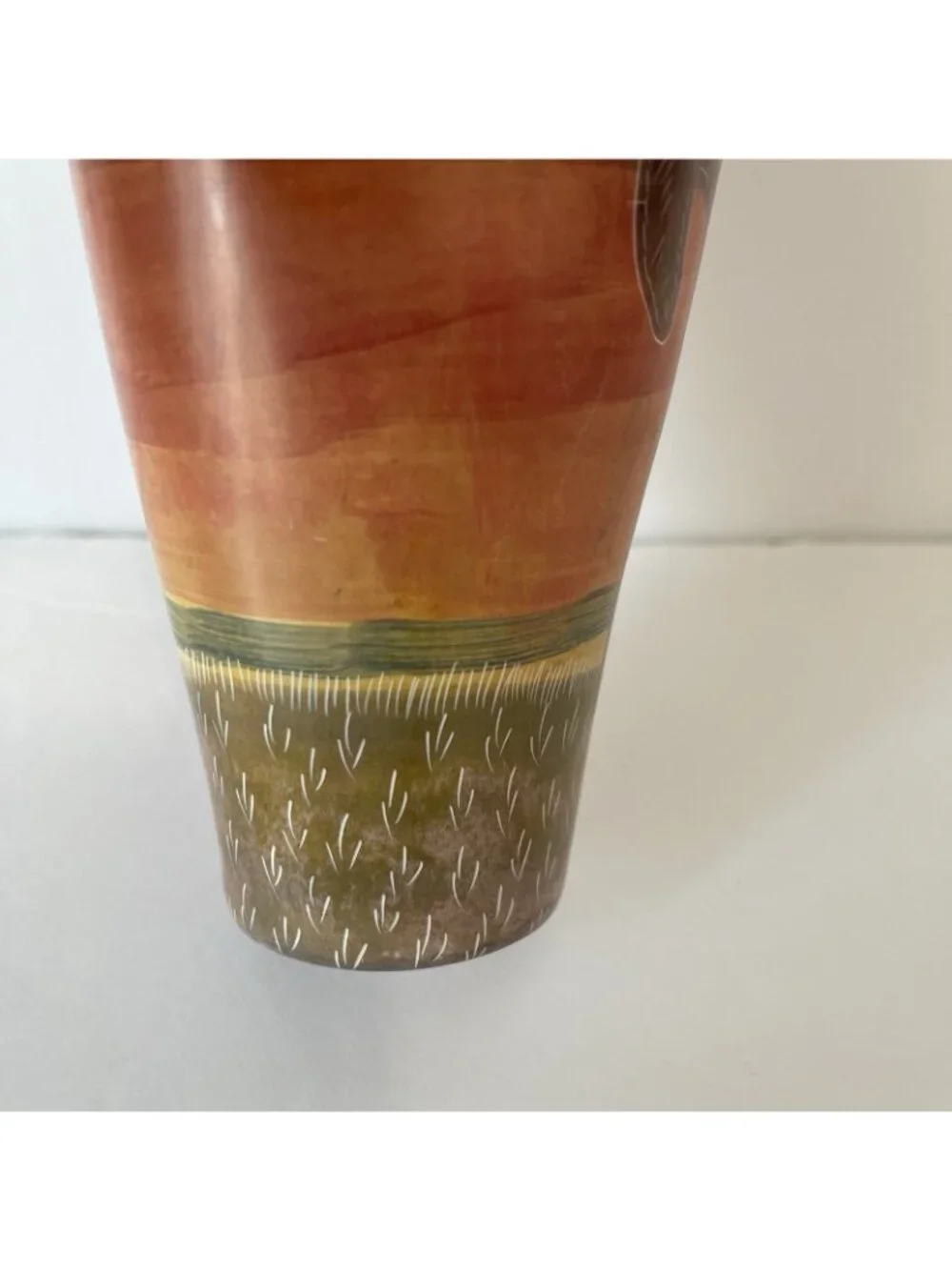 Hand Carved Soapstone Etched Giraffe Tree African Art Vase Made In Kenya